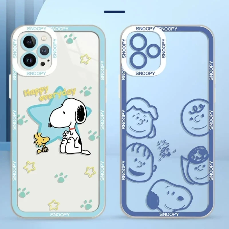 Cartoon S-Snoopys Clear Case For Samsung Galaxy S24 S23 S22 Ultra S21 S20 FE Note 20 10 Plus A15 A25 A35 A55 Soft Silicone Capa