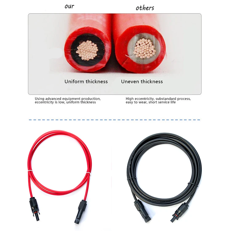 High Voltage Black Red Pv1-f XLPE Insulation Copper Conductor PV Solar Extension Cable Solar