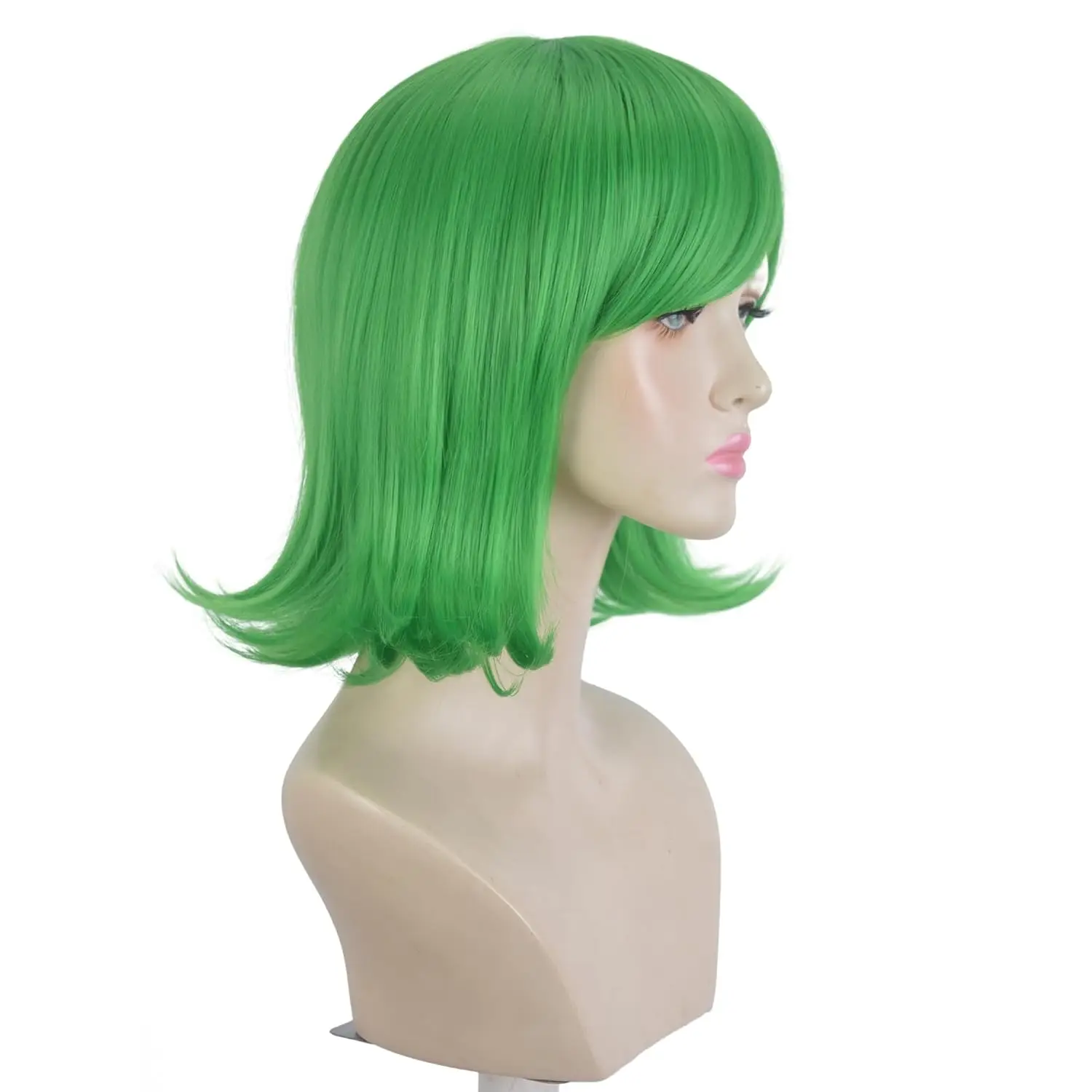 Anime Inside Out Disgust Cosplay Green Wig With Bangs Short Green Bob Wavy Hair for Anime Party Costume Halloween Cosplay view 3