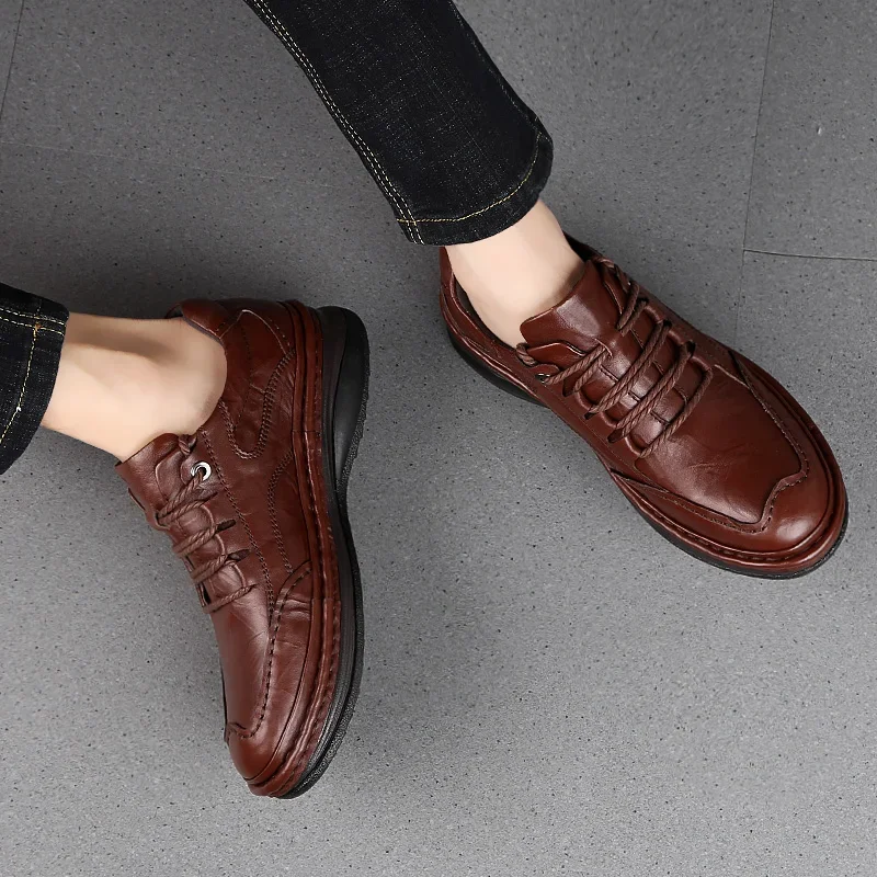 2024 Winter Genuine Leather Shoes Men Business Formal Shoes British style Men shoes