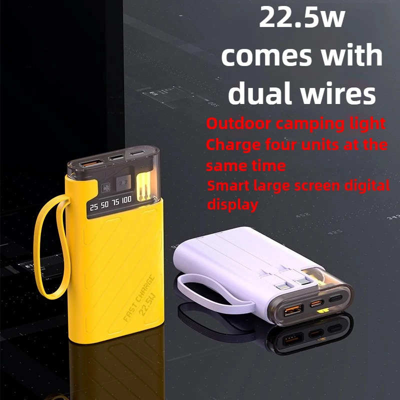 10000mAh 22.5W Power Bank Super Fast Charging For iPhone For Xiaomi For Samsung For Huawei With Digital Display Built in Cables