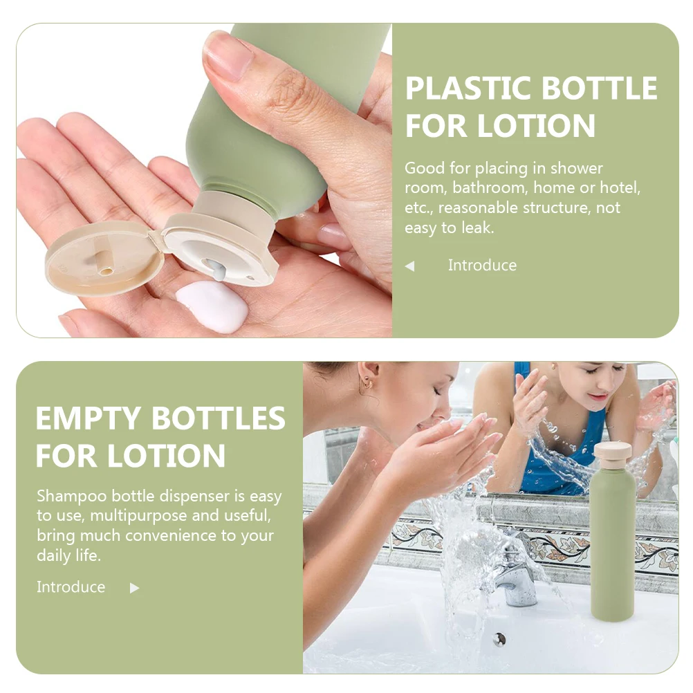 

4 pcs Avocado Green Shampoo Bottles 260ml Flip Cap Refillable Lotion Containers Portable Travel Size Empty Plastic for Bathroom