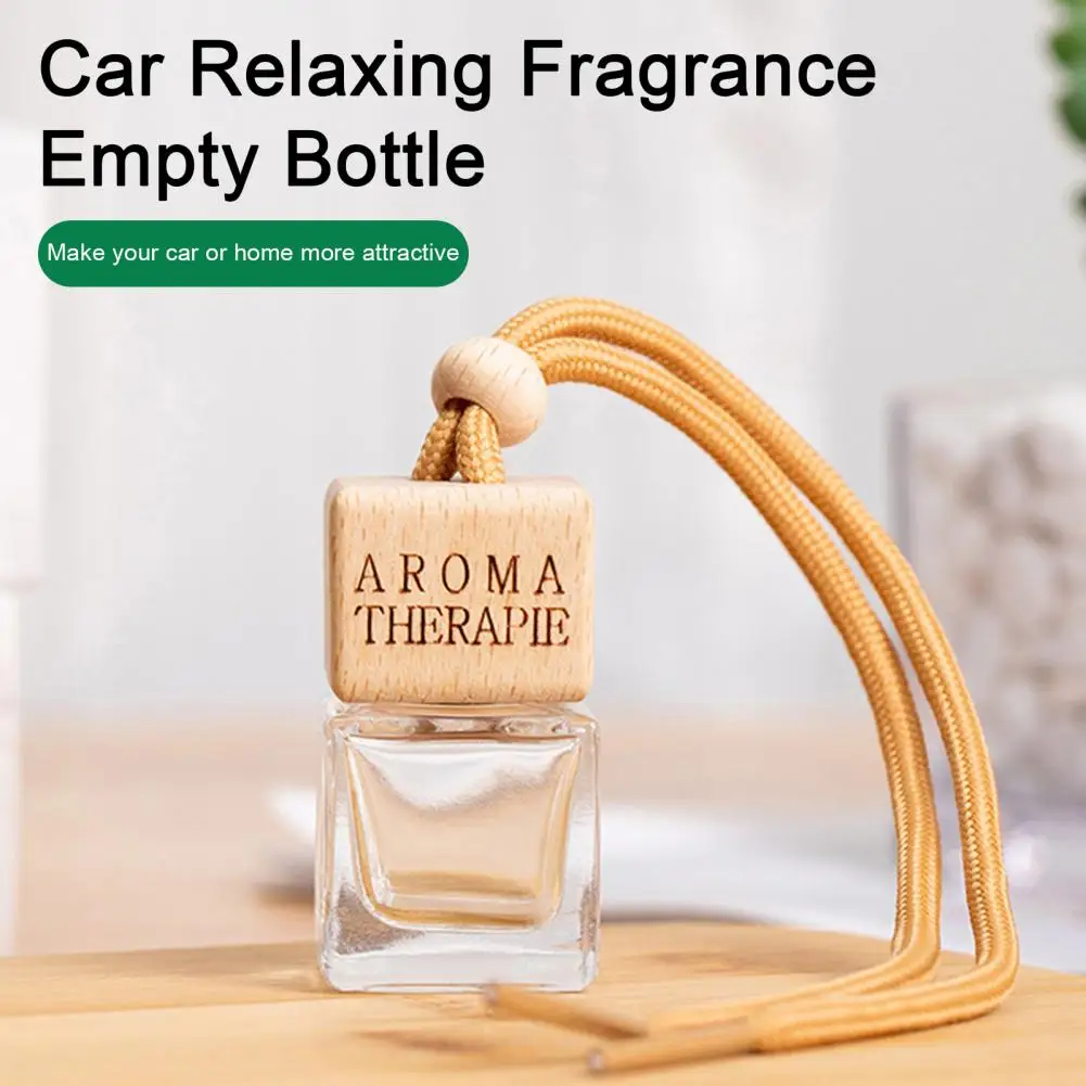 2Pcs 8ml Transparent Small Square Bottle Car Perfume Bottle Adjustable Length Fragrance Empty Bottle Pendant Fragrance Interior