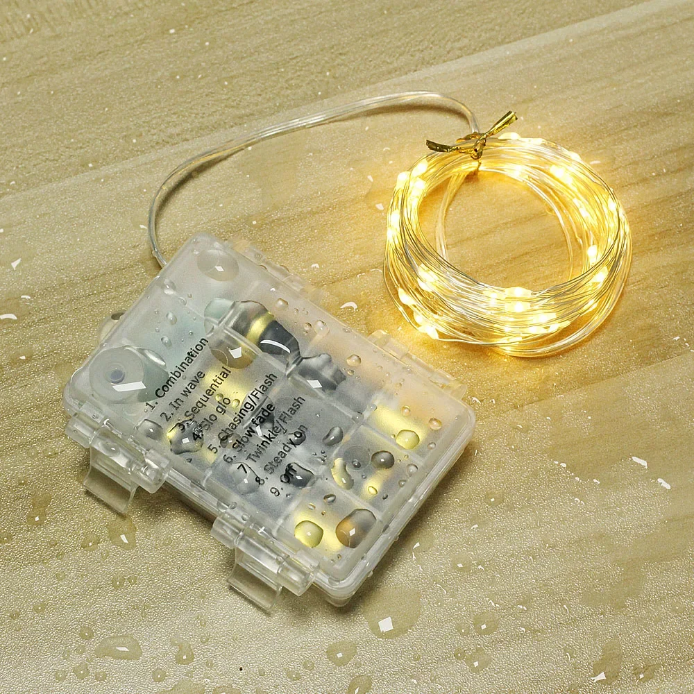 1pcs Waterproof LED String Lights With Remote Control 8 Modes Flash Fairy Garland For Chirstmas Wedding Holiday Decoration etc.