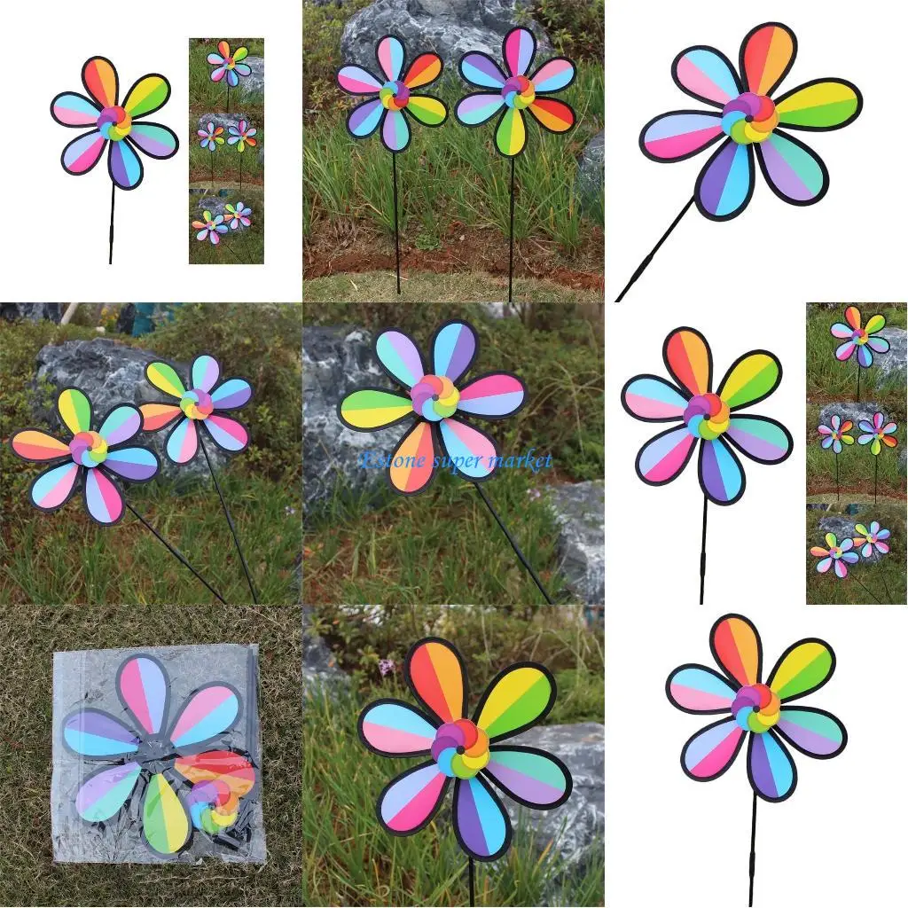 Sculpture vent colorée 090B, adaptée à décoration votre pelouse votre jardin, moulin à vent 11 pouces