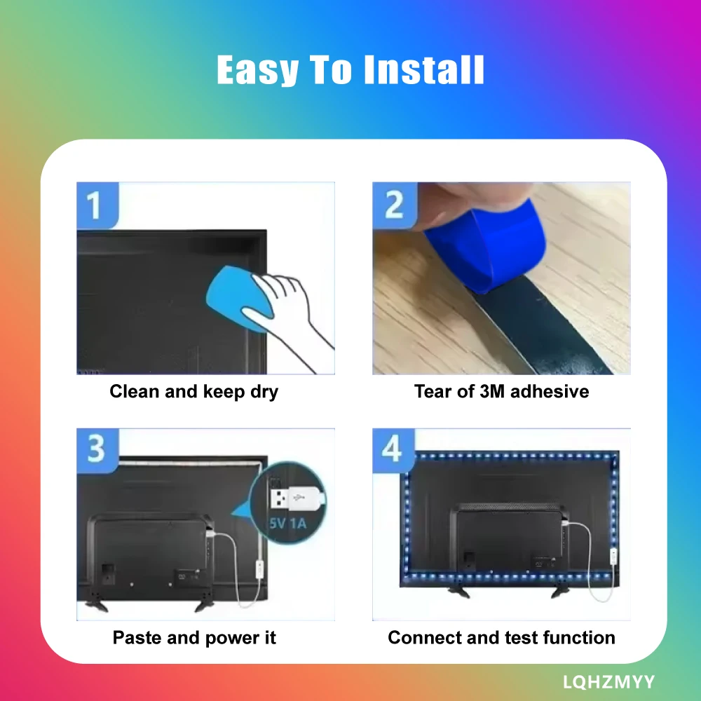 1- 40m Flexible Rgb Led Light Strips with 24-Key Remote Control, USB Powered, Can Be Cut to Size, Suitable for Tv and Computer Backlighting and Home Atmosphere Decoration.