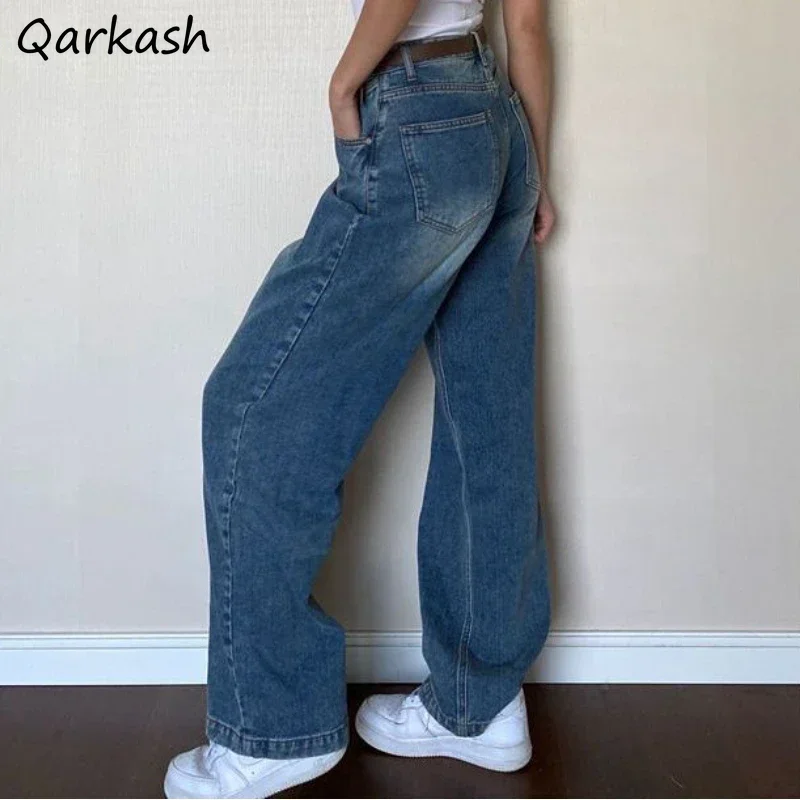 

S-4XL винтажные джинсы женские широкие джинсовые брюки американский Y2k ретро уличная одежда мешковатые потертые полная длина подростковая динамическая мода