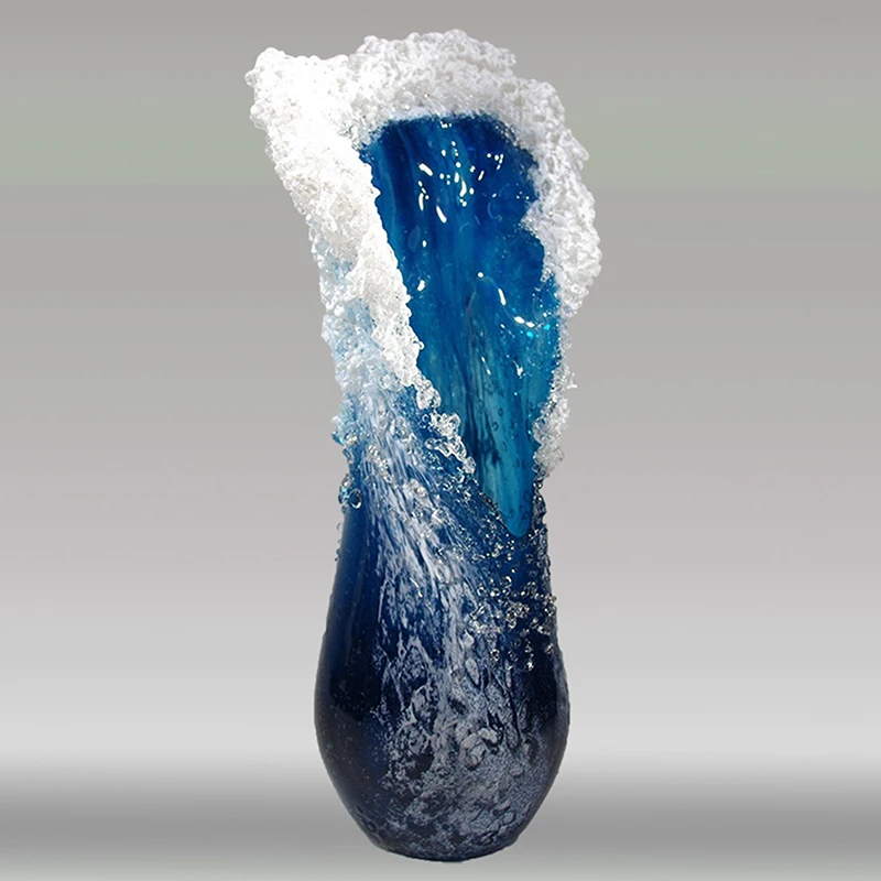 Ocean Wave Small Vase Resin Crafts Ocean Wave Vase Decoration Ocean Series Blue Home Decoration