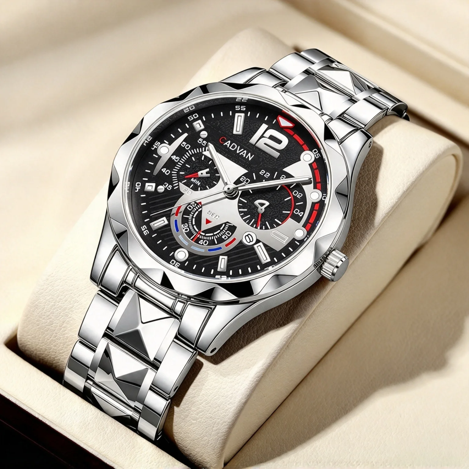 CADVAN Men's Calendar Watch, Perfect for Daily Casual and Formal Occasions - Shipped with A Tuner and Gift Box