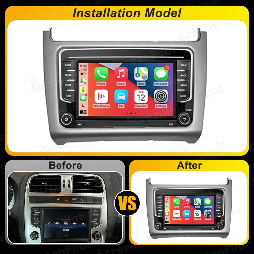 Android 16 For VW Volkswagen Polo 2014-2016 2017 Car Radio Stereo Head Unit Multimedia Video Player GPS Navigation 7 Inch 5G RDS