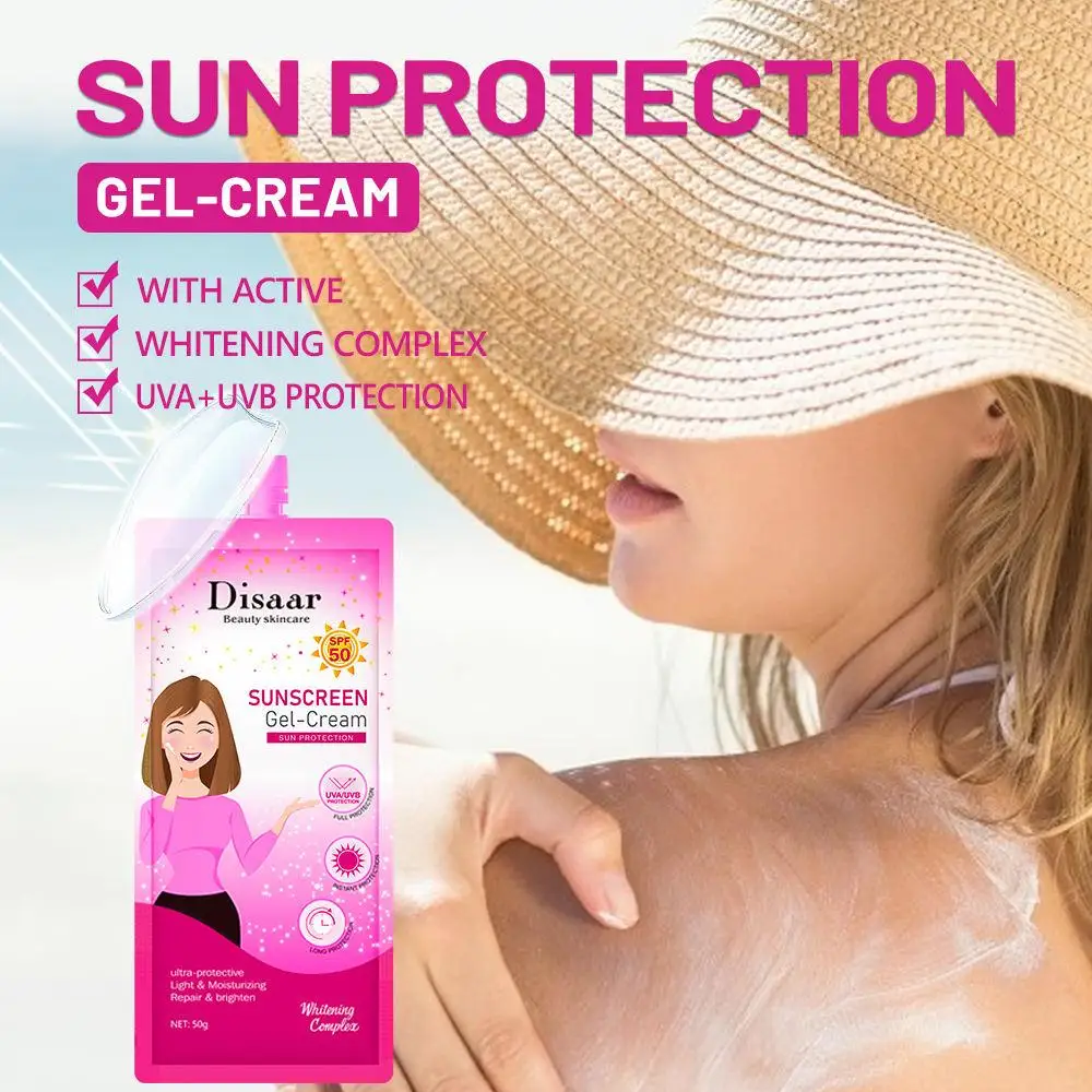 

Органический солнцезащитный гель Disaar, 50 г, высокая защита SPF50 UVA + UVB с активным отбеливающим комплексным солнцезащитным кремом для лица