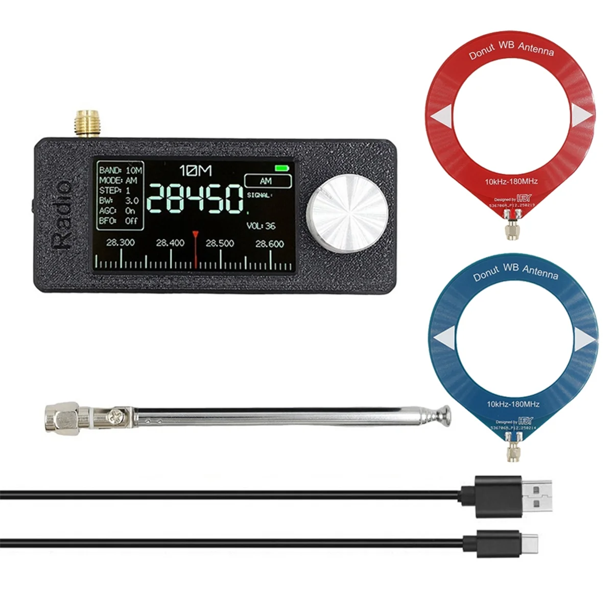 

ASJQ-SI4732 Radio Mini Receiver+2 Type Antenna Kit 10Khz-180Mhz Portable Radio AM FM Radio HF SW MW VHF Mini SI4732 Radio