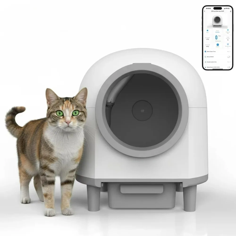 

80L Extra Large Capacity Self Cleaning Cat Litter Box Fully 015 Automatic Litter Boxes APP Control Dual Safety Sensors