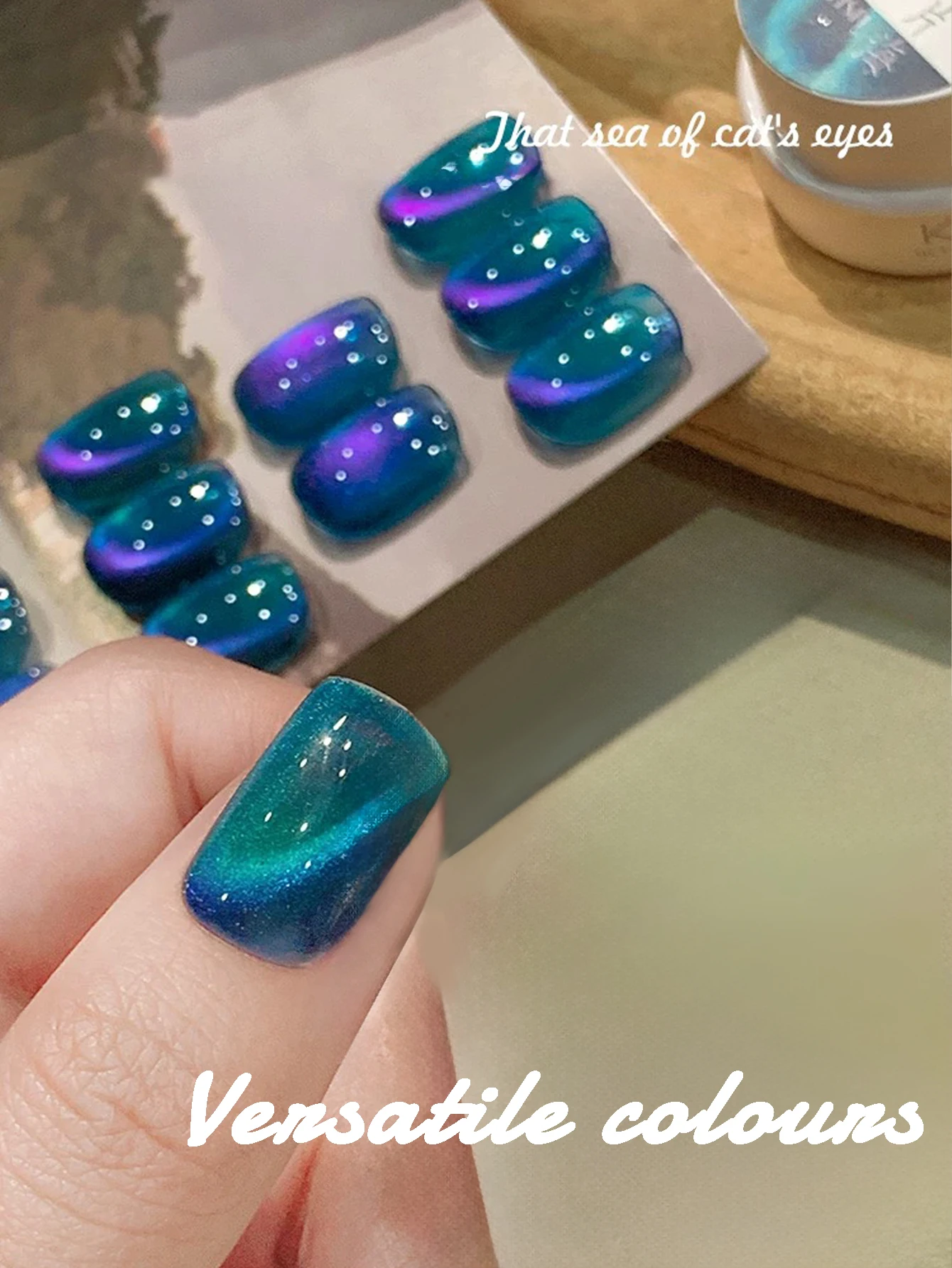 MN 10 مللي 1 قطعة المحيط الأزرق القط العين هلام مسمار البولندية مبيعا الأزرق فلاش النعناع مامبو الزجاج الخرز القط العين المغناطيسي مسمار الغراء #6