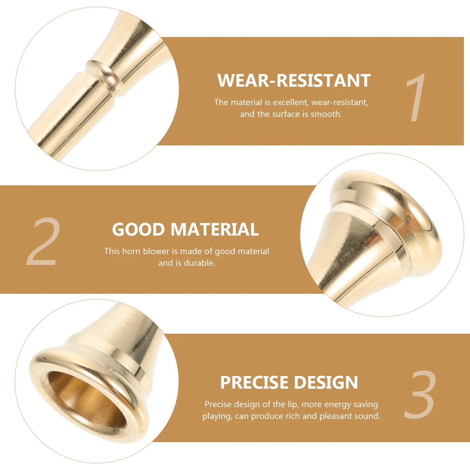 

Brass Horn Mouthpiece For Beginners Smooth Durable Replacement Instrument Accessory Small Horn Practice Tool Gift For