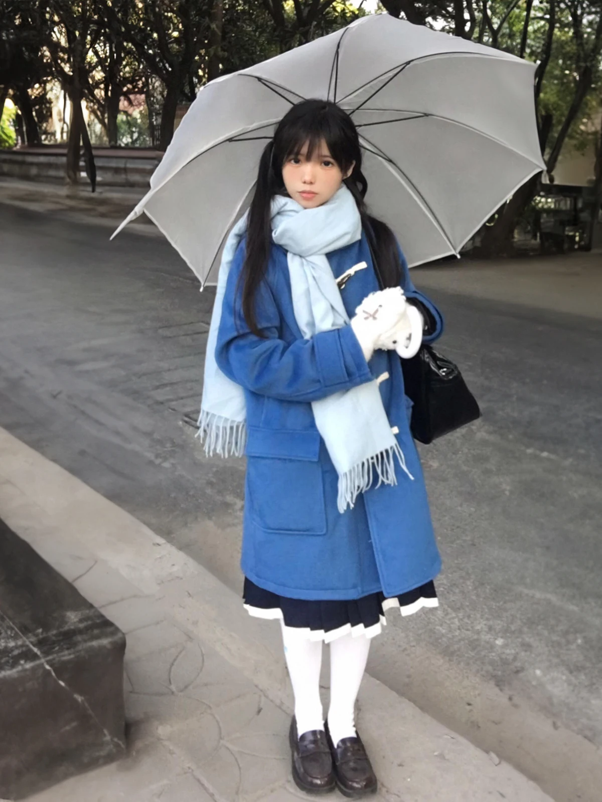 Thickened Woolen Jacket Women's Japanese Style Hat Coat Pure Color No Pilling Small Size College Style Long Sleeve Coat