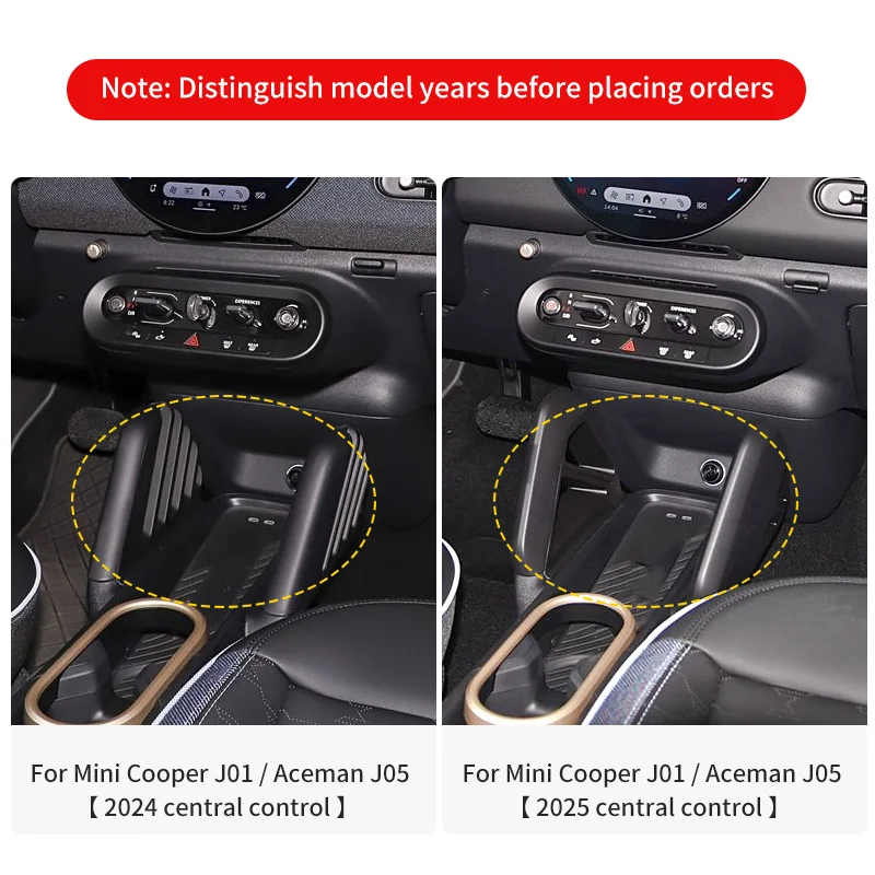 Car Central Control Storage Box Decoration For MINI Electric Cooper E/SE J01 EV 2024 2025 Phone Case Kit Interior Accessories