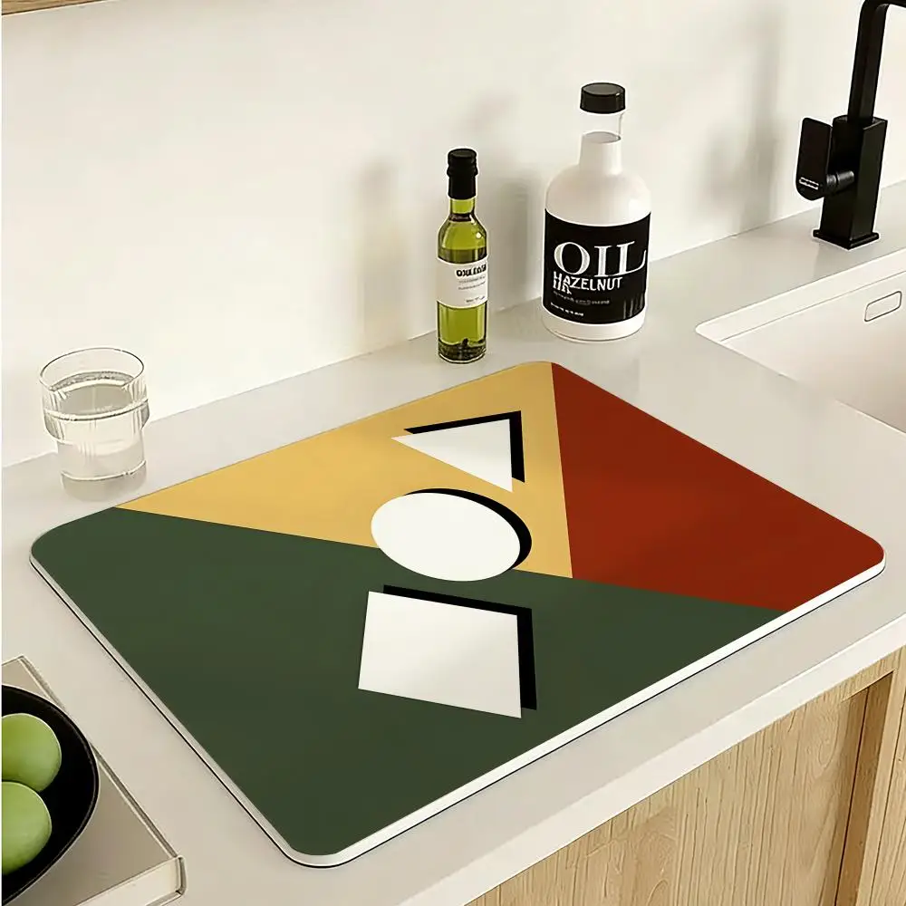 Famous Geometric B-bauhaus Art Floor Mat Diatomite Floor Mat Fast Drying Odor Resistant Non Slip Bath Kitchen Mat
