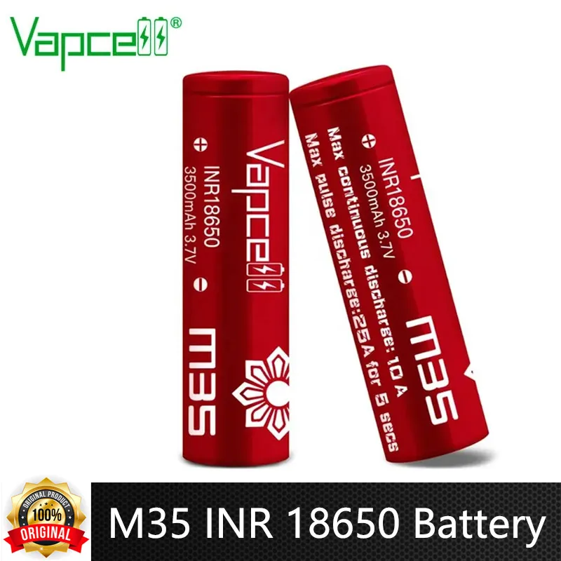 Original Vapcell M35 INR 18650 Battery 3500mAh CDR 10A Max 25A 3.7V Rechargeable Li Ion Battery For Flashlight Camera VapeMod