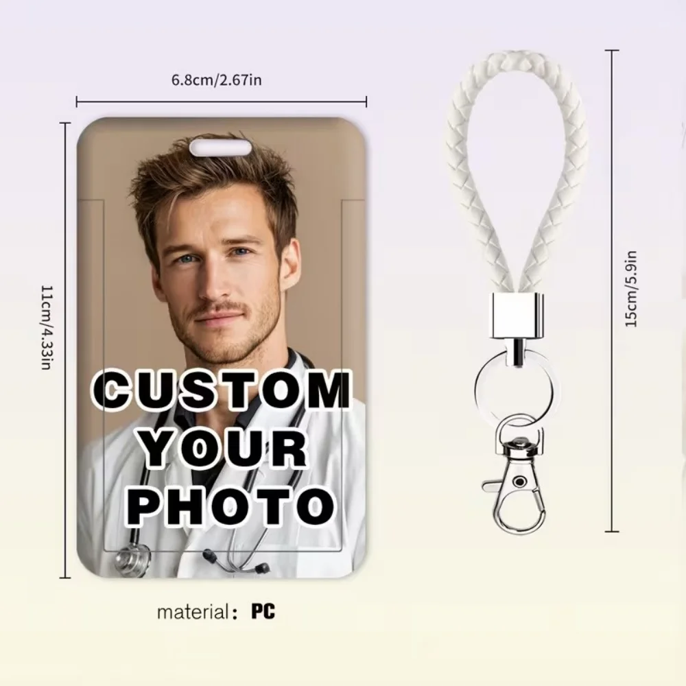 Bulk Custom Personalized Photo Card Holder With Braided Lanyard Group Purchase For School Hospital Company Staff Work Card Case