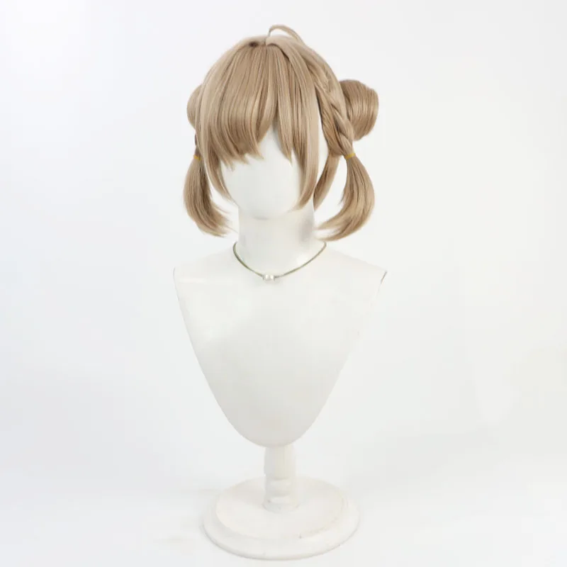 Sweety Cosplay Wigs With Buns Zenless Zone Zero 30cm Women Short Straight Brown Wig Heat Resistant Synthetic Hair