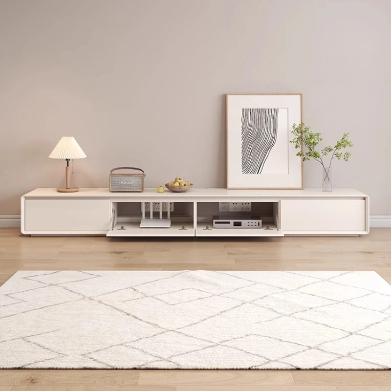 

Light Luxury Vertical Nordic TV Cabinet Creamy Modern Simple Floor-standing Small Household Solid Wood Living Room Furniture