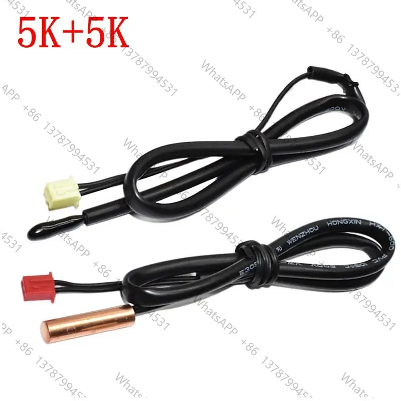 5K+5K Rubber Head Tube Temp Sensor/ Copper Head Air Temp Sensor Universal Thermal Probe for Air Conditioner