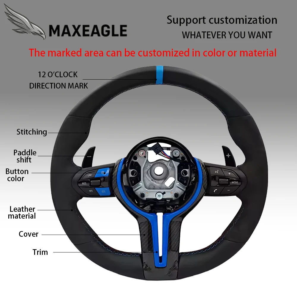 MAXEAGLE M Sport Steering Wheel for BMW F01 F06 F10 F11 F12 F20 F21 F22 F25 F26 F30 F31 F32 F33 F34 F36 M3 M5 E70 E71 E81 E90