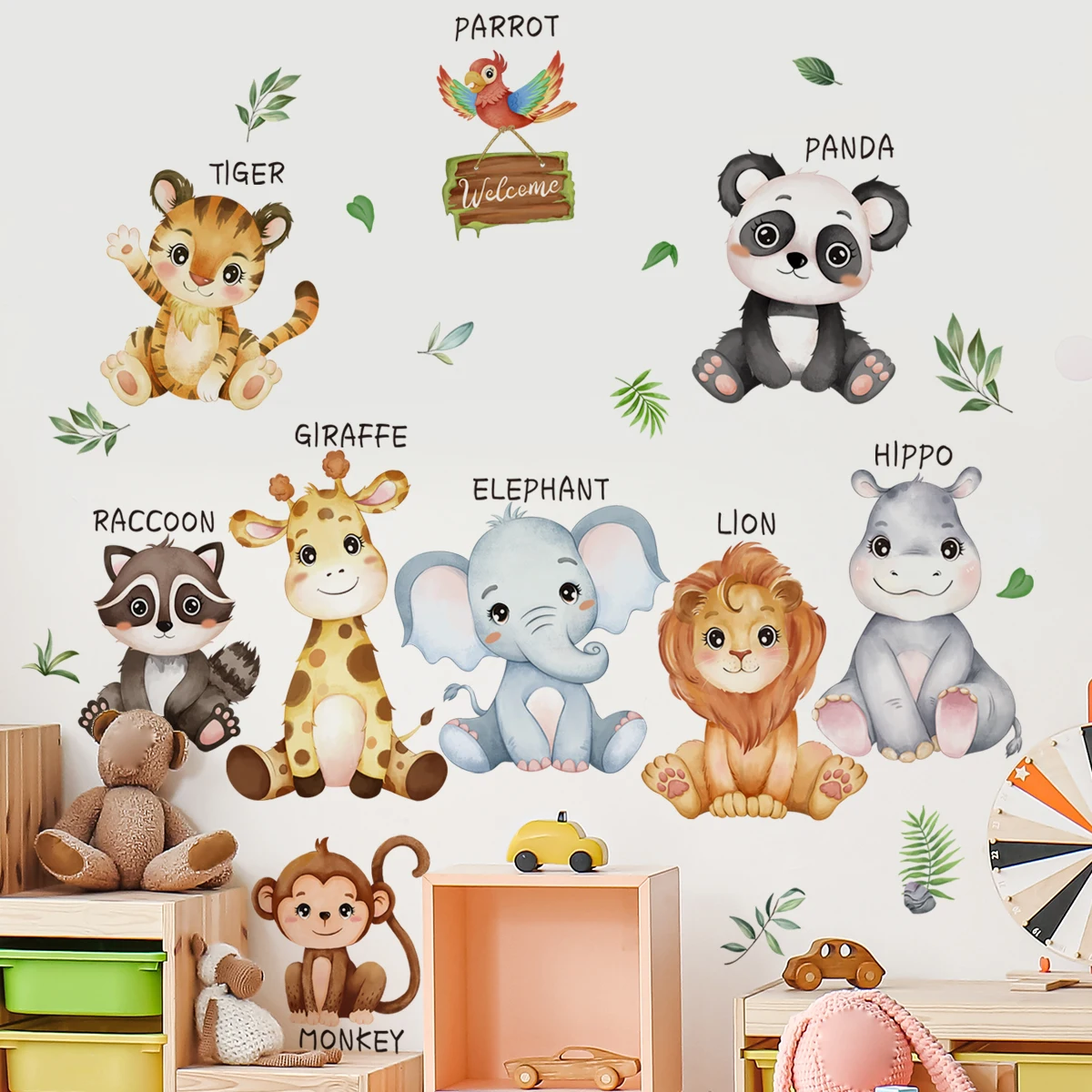 Safari Jungle Woodland Animals Wall Decals Wall Stickers for Boys Girls Baby Nursery Kids Bedroom Living Room Classroom Decor