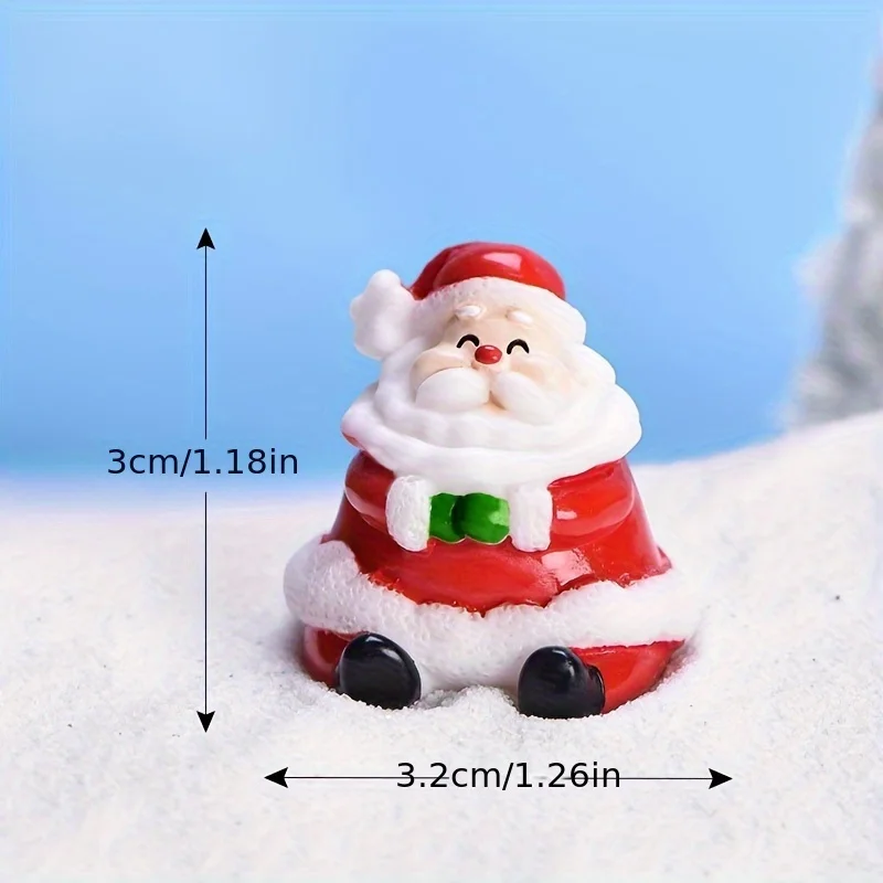 Mini DIY Resin Christmas Santa Snowman Figurine Micro Landscape Model Miniature Garden Figurine New Year Home Ornament Decor