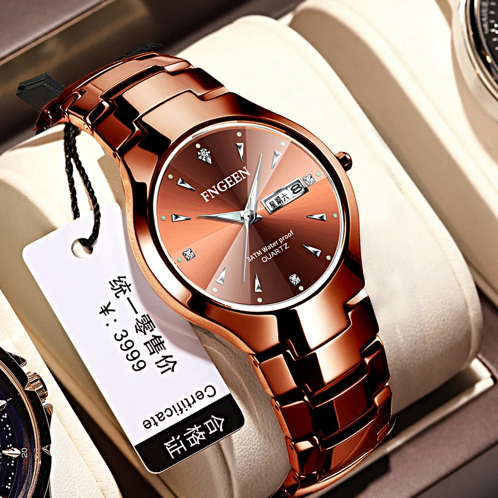 2024 FNGEEN 5808 Relogio Feminino Couple Watch Men Quartz watch for Lovers Luxury Womens wristwatch Stainless Steel Waterproof