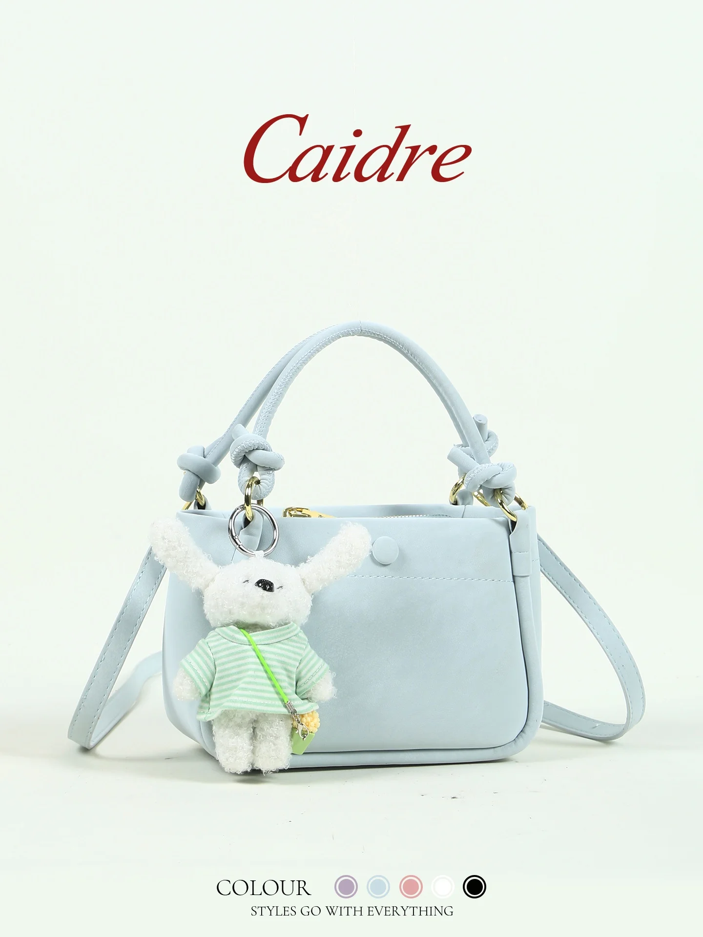 

Caidre Blue Bucket Handbag Shoulder Crossbody Bag Commuter Gift for Women Soft PU Leather Pure Color Trendy Underarm Bag