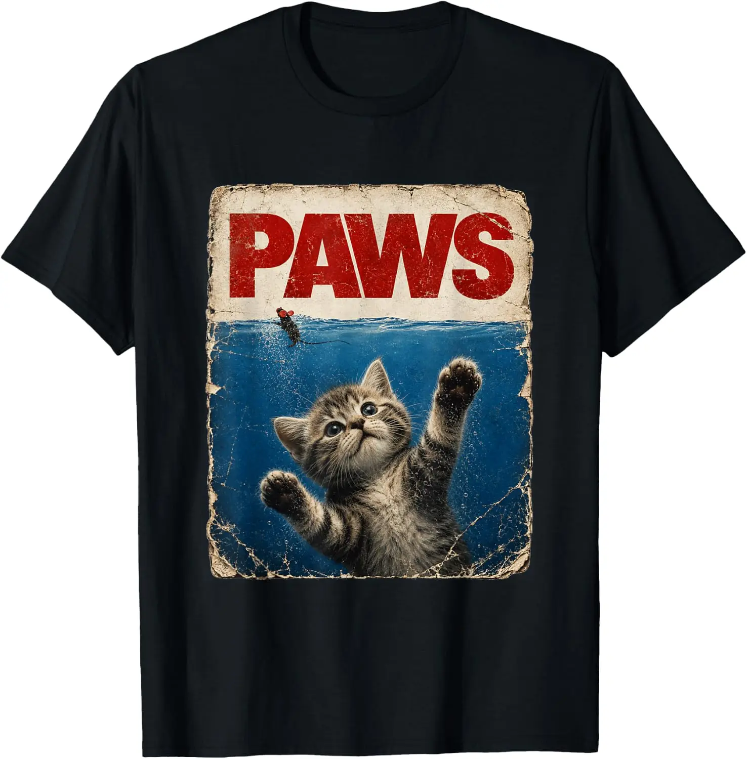 Paws Cute Cat Lover Mouse Kitten Meow Parody Jaws Meme Kid T-Shirt