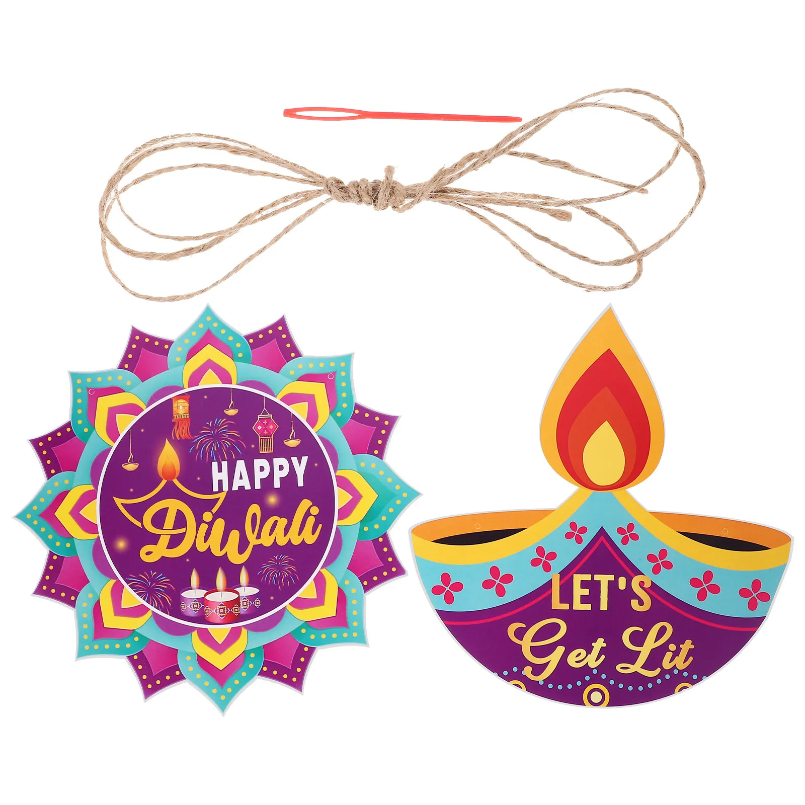 10Pcs Door Hanging Decor Diwali Festival Paper Signs for Front Door Wall Indoor Outdoor Party Decoration Indian Festival