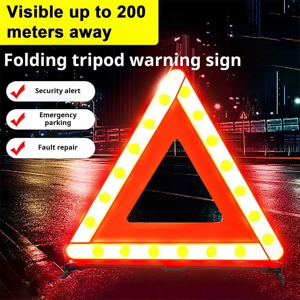 Car Safety Warning Triangles Foldable Reflective Tripod Road Safety Hazard Stop Sign Auto Emergency Breakdown Tool