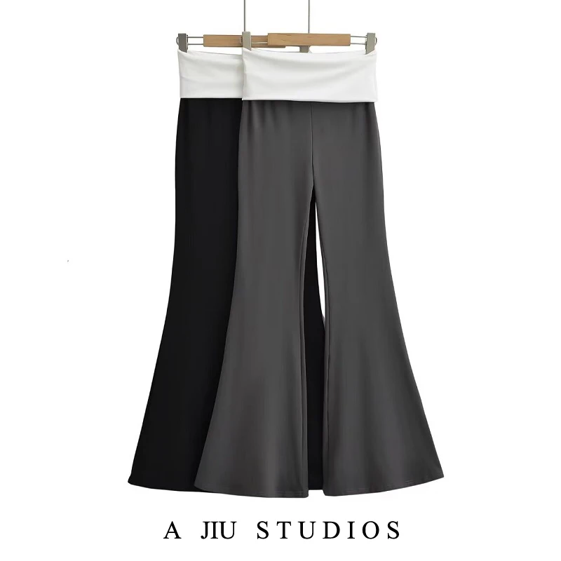 

Сексуальный комплект для йоги: топ и брюки-клеш с высокой талией, длиной в пол, цветной блок, для женщин, летняя повседневная спортивная одежда