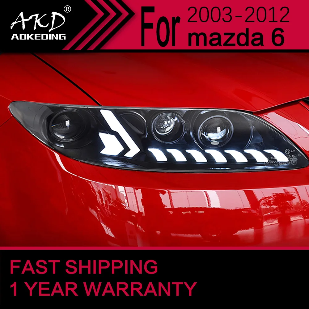 2PCS AKD Car Lights for Mazda 6 LED Headlight 2003-2012 Mazda6 Head Lamp Drl Projector Lens Automotive Accessories