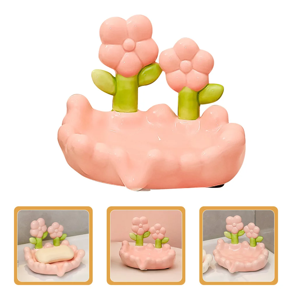 

Elegant Flower Ceramic Soap Dish for Bathroom Countertop Multi-Purpose Holder Drainage Tray Scratch-Resistant Long-Lasting Use