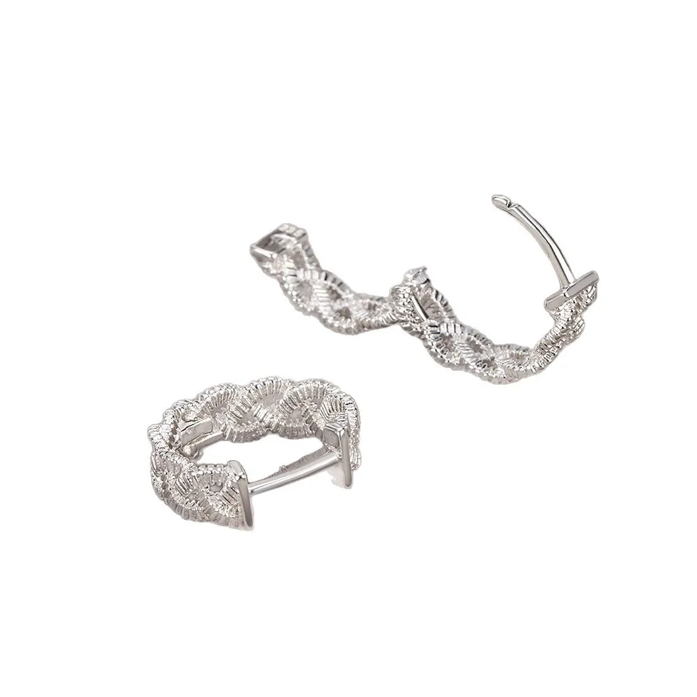 925 Sterling Silver Jewelry Luxury Twisted Hollow Pattern Hoop Earrings for Women Wedding Party Jewelry for Girls Friends Gift