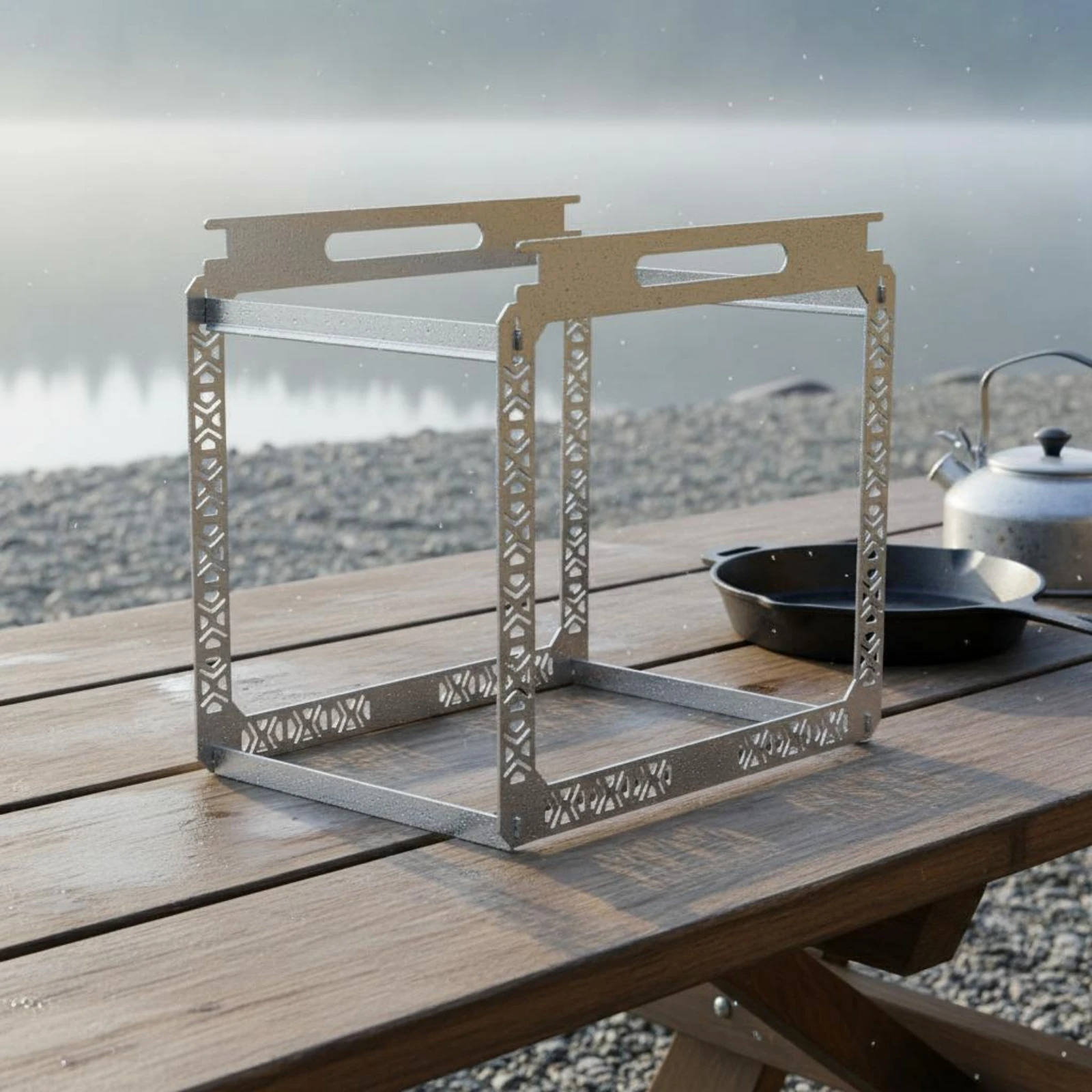 IGT Hanging Rack Rust Resistant IGT Side Hook Camping Table Organizer Portable Outdoor Gear Space Saving for Campers view 4