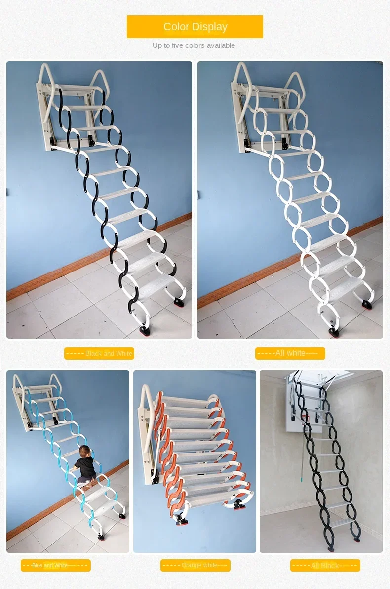 Wall-Mounted Attic Retractable Staircase Household Ladder Electric Folding Simple Stretching