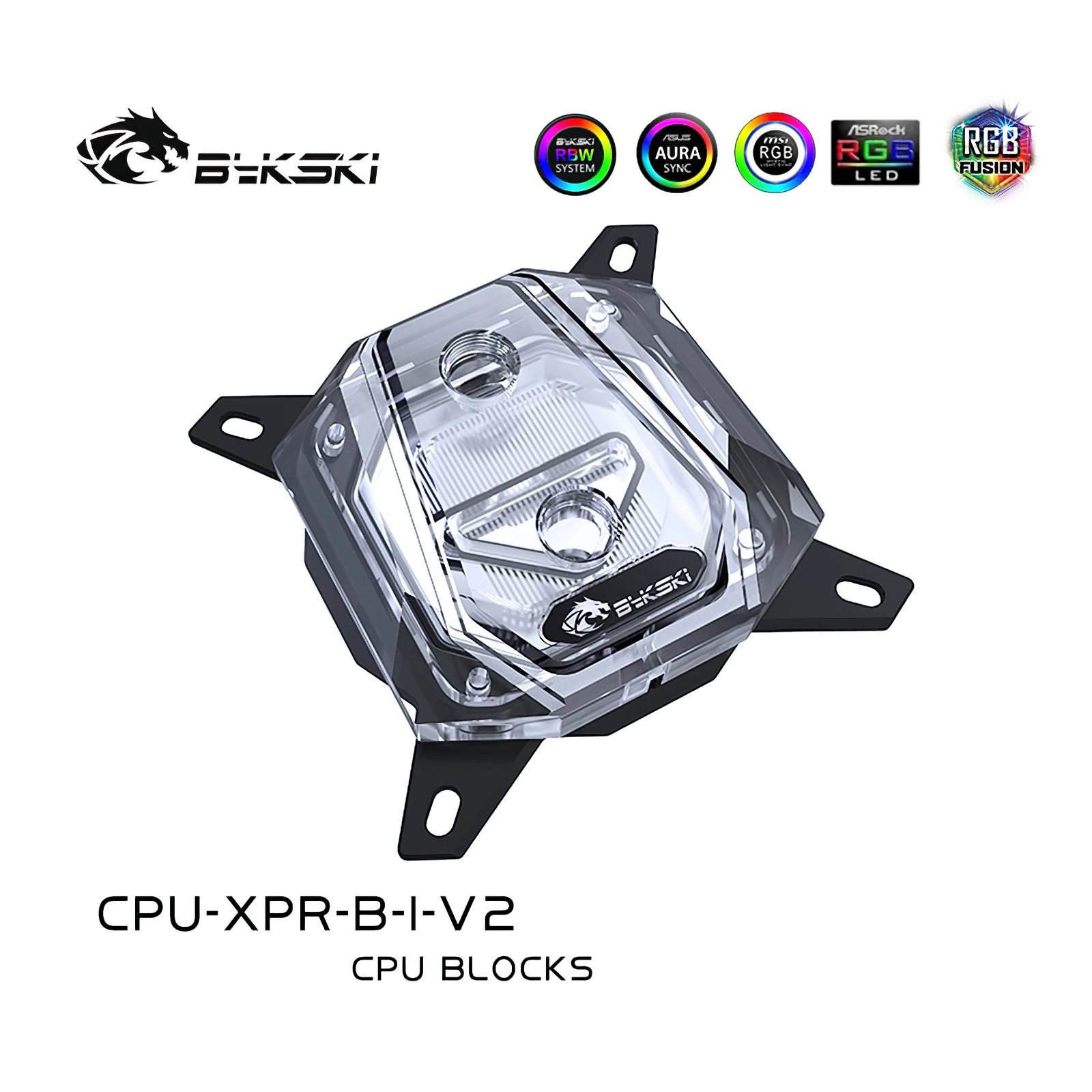 Bykski-CPU Liquid Cooling Block, RGB Cooler para Intel 115x1200, 1700, 20xx, CPU-XPR-B-I-V2