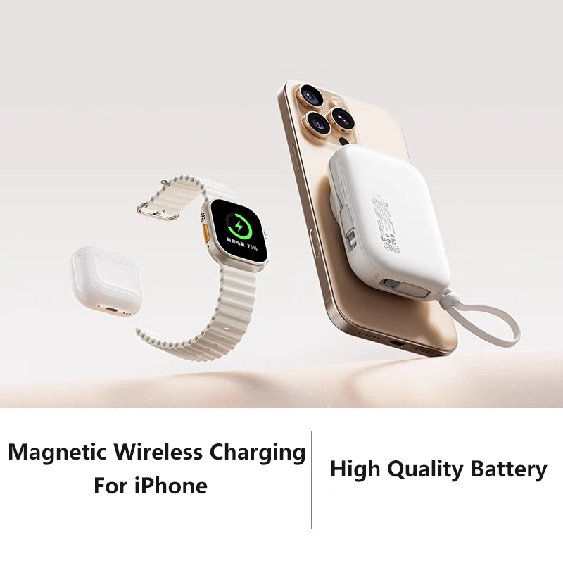 3 in 1 Magnetic Wireless Power Bank PD20W Fast Charging for Magsafe Battery For iPhone 16 15 14 iWatch Airpods Portable Charger
