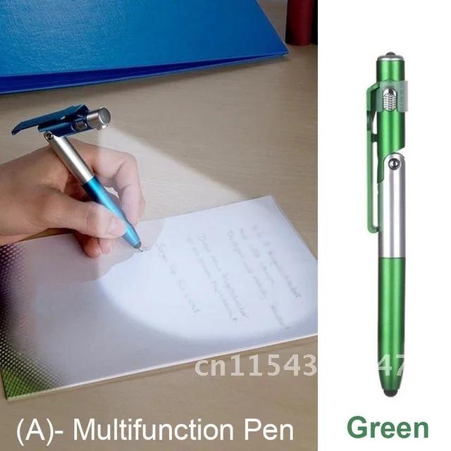 Multifunções LED Light Caneta Esferográfica, Suporte Dobrável para Suporte do Telefone, Leitura Noturna, Papelaria para Escritório, Estudante da escola