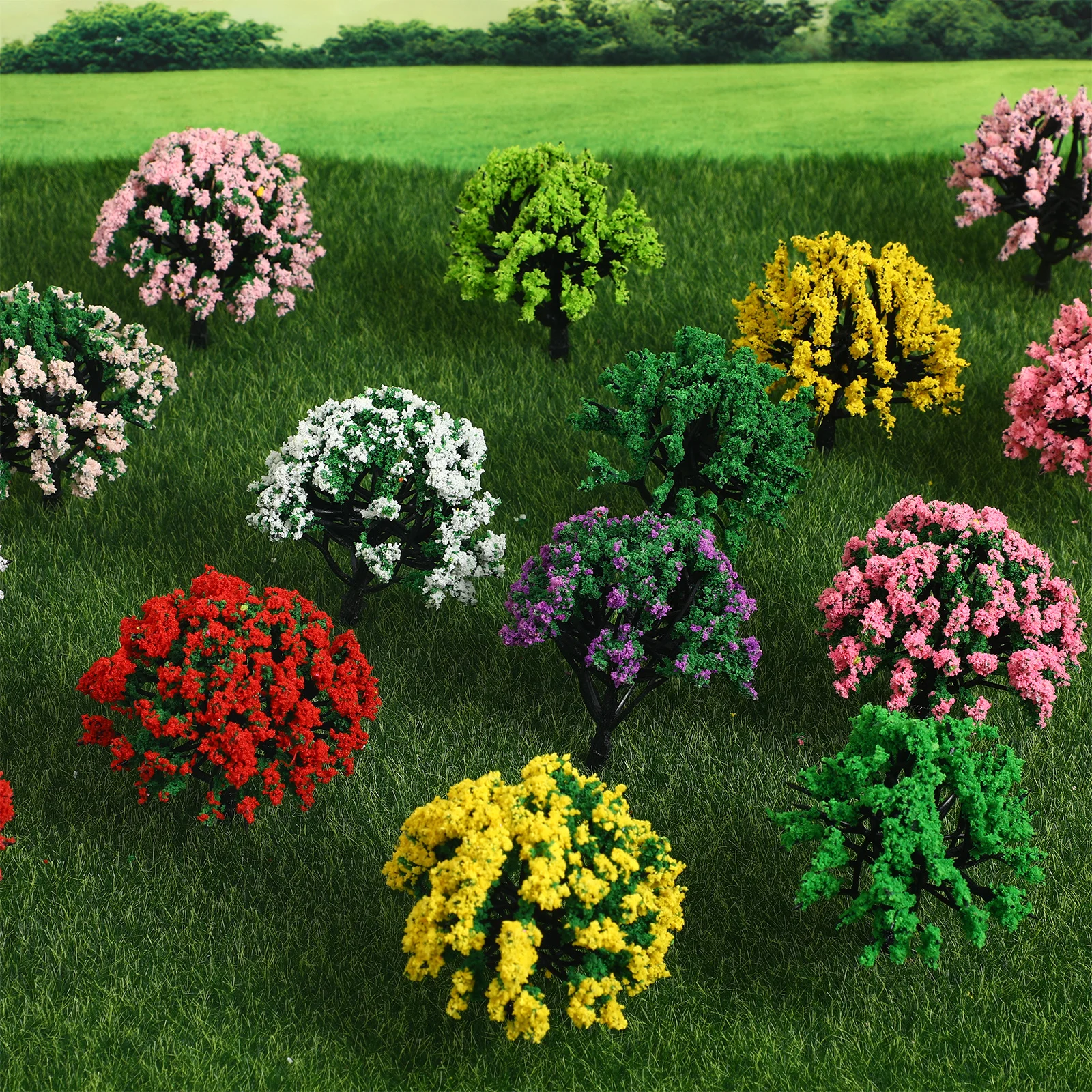 

15 шт. миниатюрные деревья, реалистичные аксессуары для диорамы железной дороги, имитация растений для архитектуры, ремесло, декор сцены, искусственный