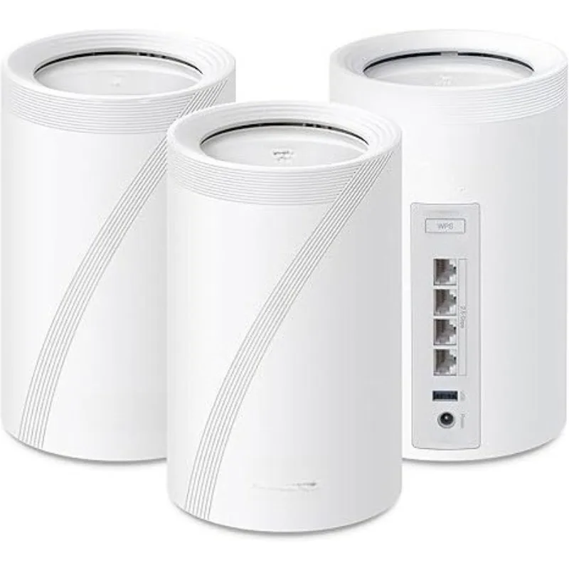 الصفحة الرئيسية - Deco BE63 Tri-Band WiFi 7 BE10000- 6-Stream 10 جيجابت في الثانية، 4x2.5G منافذ سلكية، VPN، MU-MIMO، HomeShield (3 عبوات)
