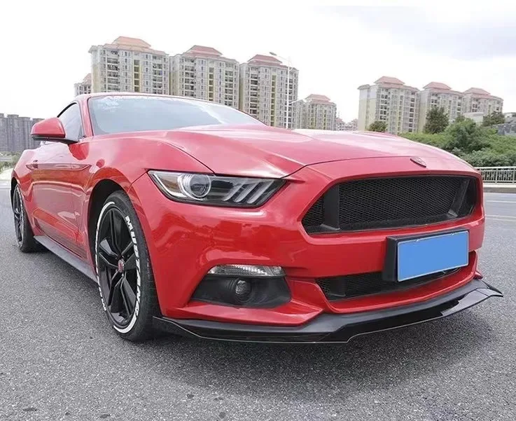 ForFord For Mustang 2015 2016 2017 3pcs Carbon Fiber Look /Black Car Front Bumper Splitter Lip Diffuser Spoiler Bumper Body Trim