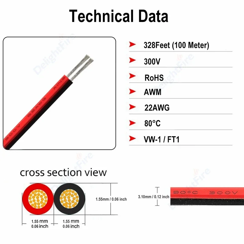 Cable de tira de LED de 2 pines, Cable eléctrico rojo y negro de 5V y 12V, Cables de extensión de conector JST de 2 núcleos para iluminación LED,