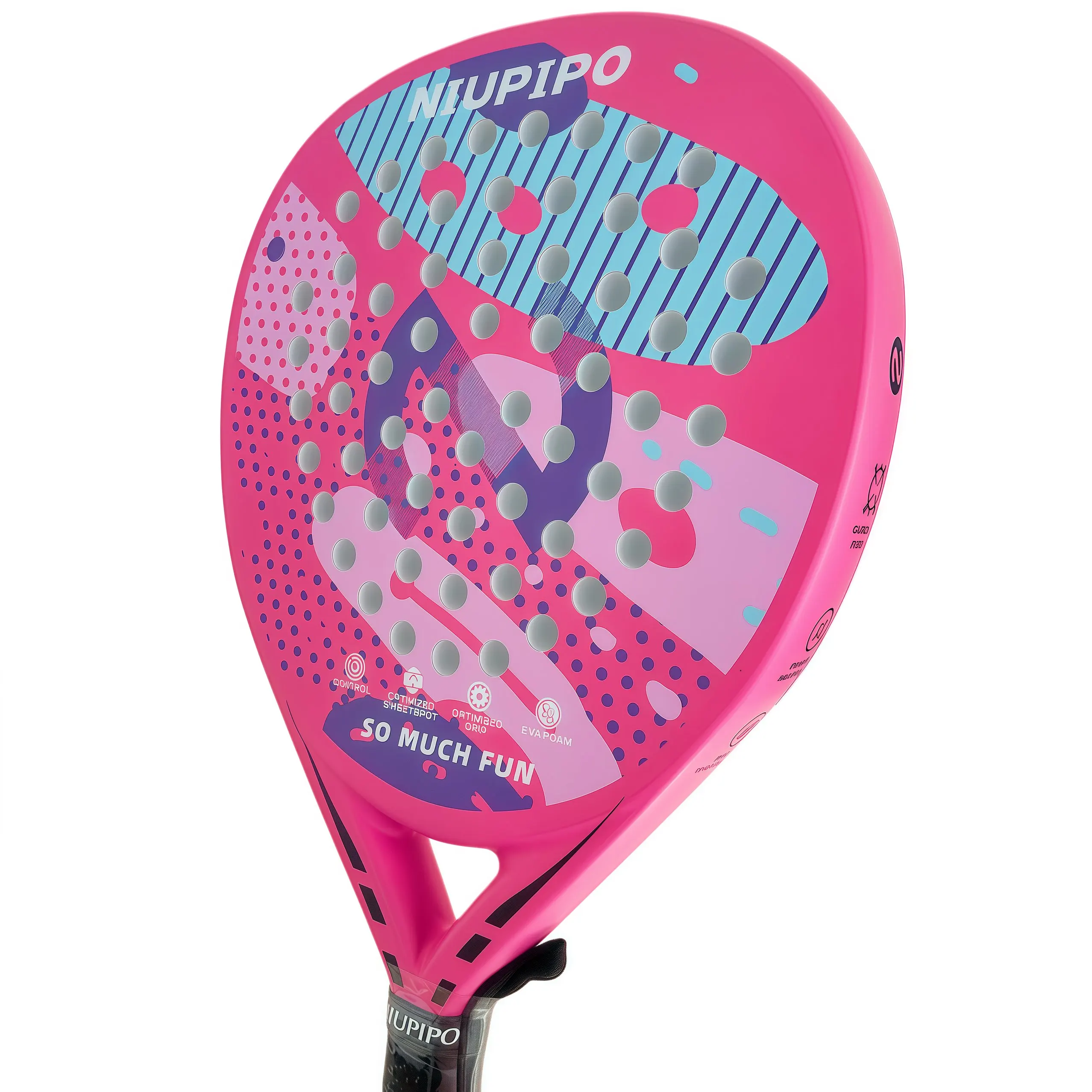 NIUPIPO Tennis Padel Racket, Full Carbon Fiber Racket Surface, Thermoformed Uni-body Construction, Soft EVA Core, Thickness 38mm
