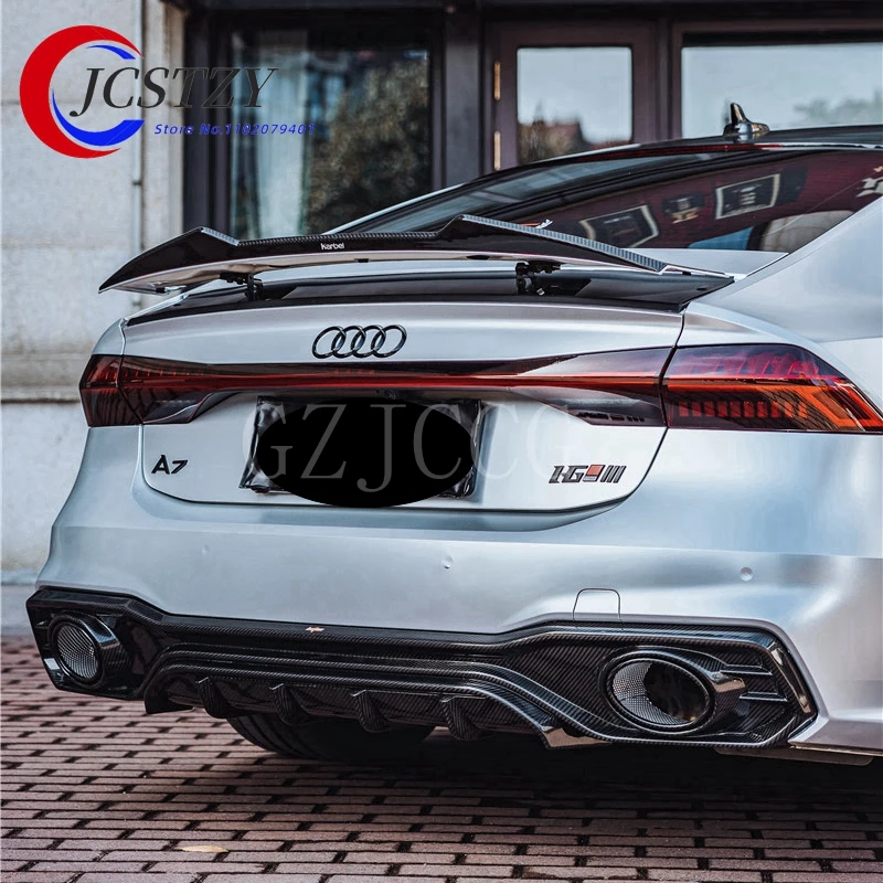 アウディa7,s7,rs7,c8 (karztecスタイル) 用のカーボンファイバー製の車のリアスポイラー